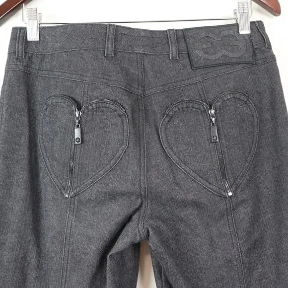 Escada Size US 8 | DE 38 Straight Leg Jeans Heart Zipper Pocket Black - Picture 8 of 11